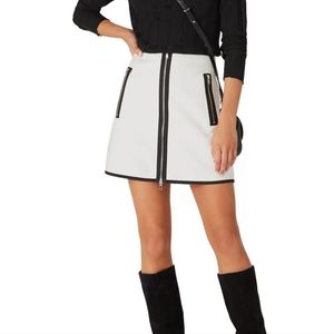 KF/KaufmanFranco Collective White Exposed Zipper Mini Skirt‎ Black Pipe Trim 12